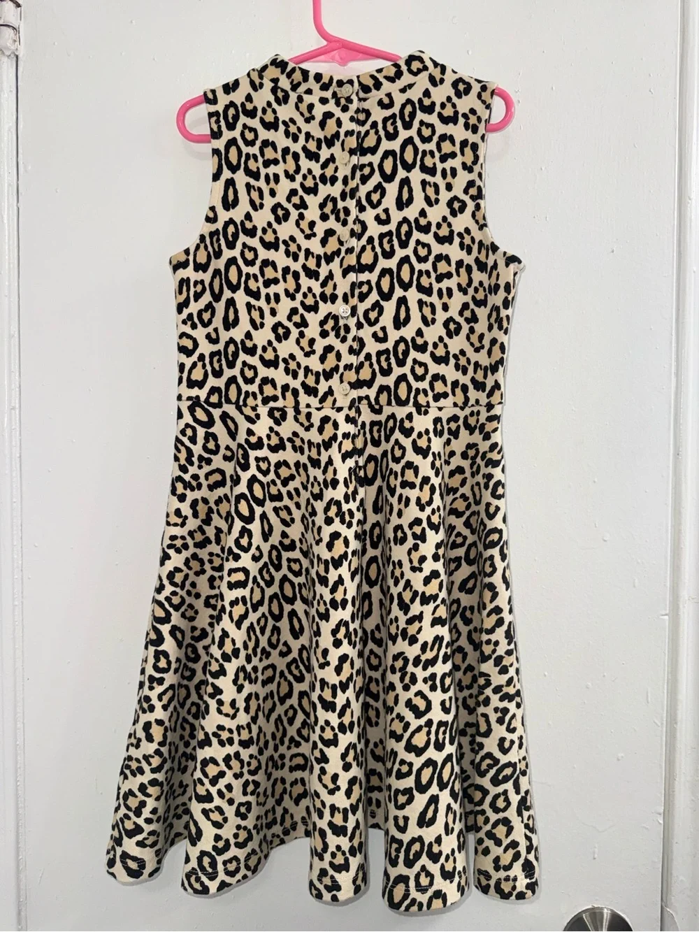 Janie and Jack leopard print ponte mock neck dress with a ruffled bodice size 8